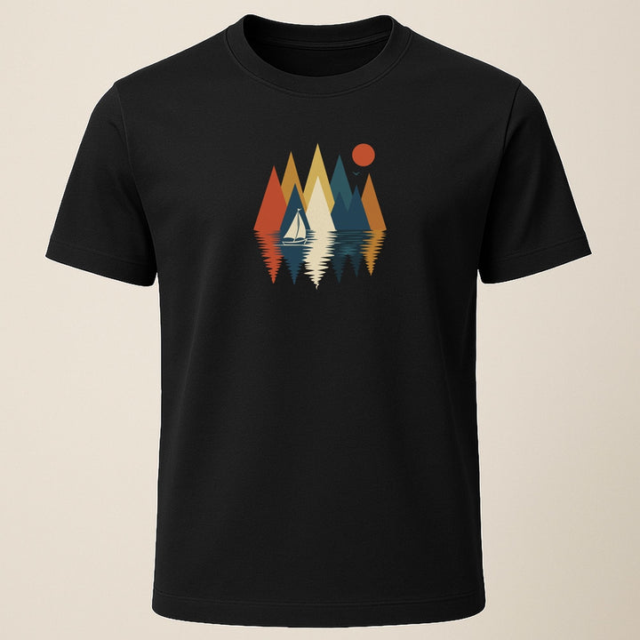 Boot in de Bergen – Unisex Premium Biologisch T-Shirt